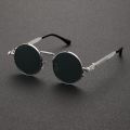 ZOO Shades Round Sliver Metal Frame Spring Ponk Sunglasses For Men. 