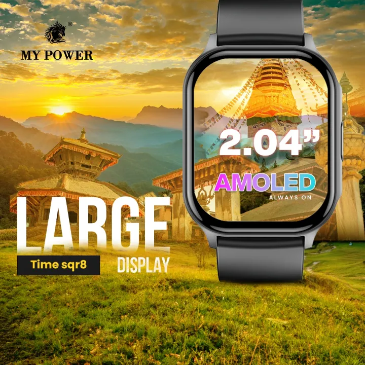 MyPower%202.04"%20Amoled%20Display%20Smartwatch%20TimeSqr8%7C%20Square%20shape%20Smartwatch%20%7C%20Bluetooth%20version%205.2%20%7CAlways%20On%20Screen%7C%20Bluetooth%20HD%20Calling%20%7C%20Health%20Tracking%20%7C%20IP67%20Water%20resistant%20%7C1%20Year%20Warranty.%20-%20Image%202