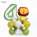 Aweisuan 35pcs/set Jungle Safari Animal Olive Green 32inch Number Balloons Luxury Set Kids 1 2 3 4 Years Wild One Birthday Party Decorations. 