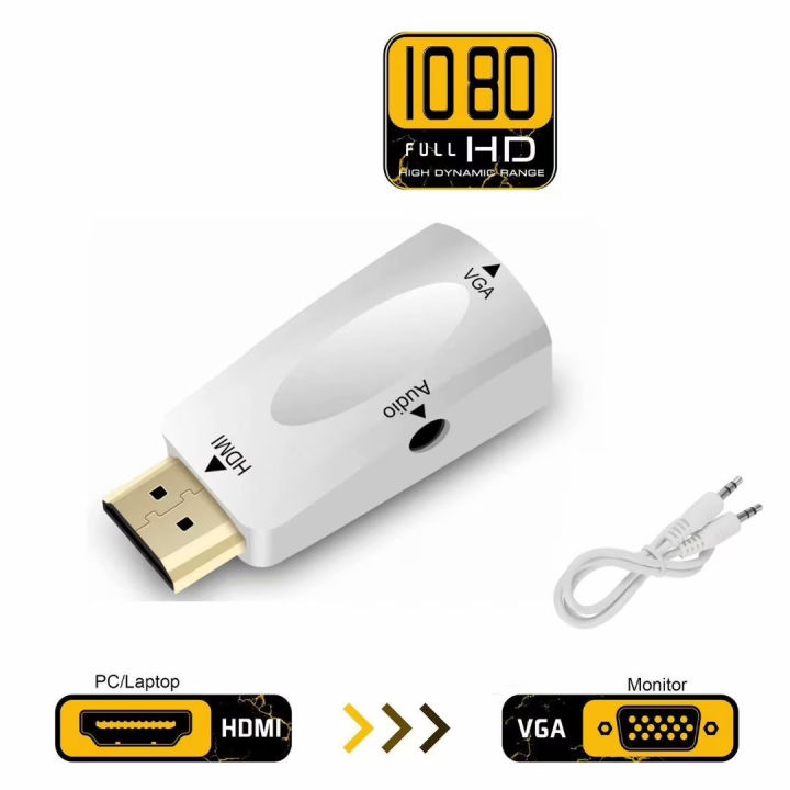 Hdmi Male To Vga Female 1080P Video Converter Adapter Cable 3.5Mm Audio ...