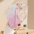 2025 New Luxury Shiny Plating Transparent HD Magnetic Wireless Charge Case for IPhone 16 15 14 13 Pro Max Plus for Magsafe Glitter Cover. 