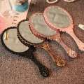 Creative Retro Makeup HD With Handle Women Bathroom Plastic Patterned Make Up Mirror Portable Handheld Antique Vanity. 