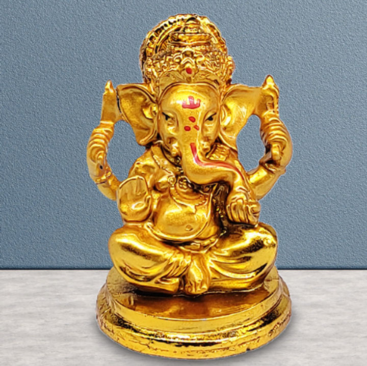Ganesh%20Statue%20Golden%20Plaster%20Of%20Paris%20Small%20-%20Image%202