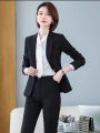 Boss Lady Single Button Classic Black Formal Coat and Pant Set For Women. 