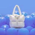 New Nylon Cloth Puffy Shoulder Bag Large Capacity Quilted Down Feather Handbag Soft Padded Space Cotton Shopping Tote. 