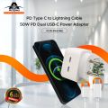 Arrows Ch201 PD 50W DUAL USB-C POWER ADAPTER. 