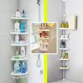 No Tools 4 Tier Multi Use Rack Corner Shelf Holder Shelves Adjustable Storage Space Saver Organizer Kitchen Bathroom Toilet 260cm Max Height. 