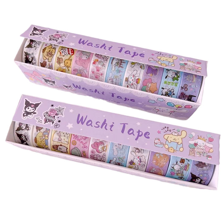 10Pcs%20Sanrio%20Washi%20Tape%20Set%20Adorable%20Kuromi,%20My%20Melody%20&%20Cinnamoroll%20Designs%20Podazz%20-%20Image%205