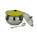 Cute Small Stainless Steel Multipurpose Pot – Nicely Polished, Ideal For Ghee, Oil, Pickle, Sugar, And More. 