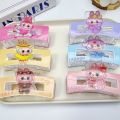 Cute rabu cloth children's hair accessories medium small square acrylic grip student beautiful girl hair grab sweet hairpin. 