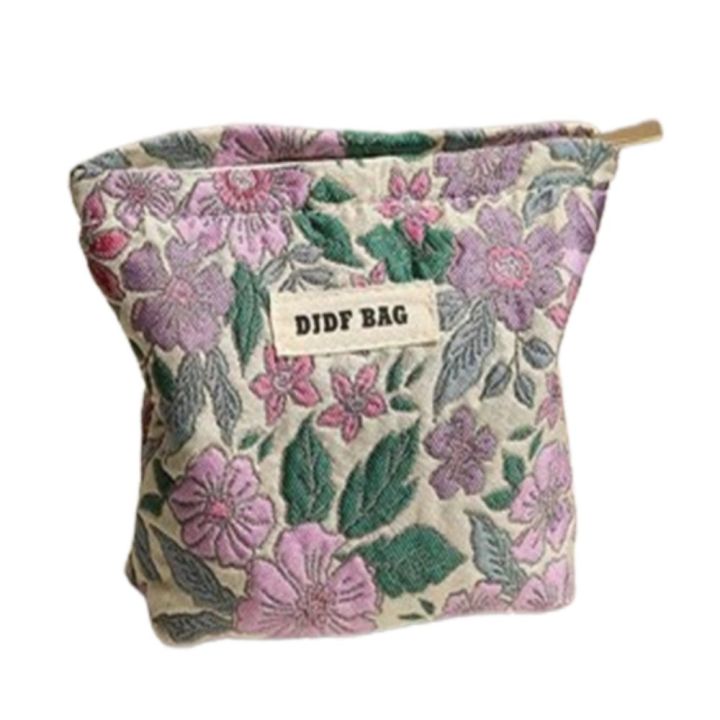 Coin Purse Portable Women's Makeup Bag Large Capacity Embroidery Clutch Bag with Zipper Colorful Toiletry Bag Washbag