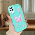 Hontinga for Samsung Galaxy A12 A12 5G M12 Back Cover Pink Butterfly Pattern Luxury Soft Silicone Macaron Wave Mobile Case. 