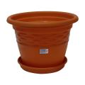 Flower Plastic Pot / Gamala 12 Inches 2 Pcs Set With Base Plate. 