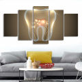 5 Panel Geometric Tooth Dental X-Ray Canvas Painting Wall Art Shining Tooth Posters and Prints for Dentistry Wall Decor No Frame. 
