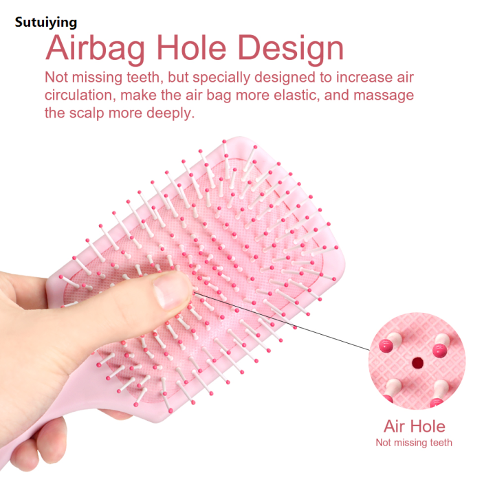 Sutuiying Square Hair Brush Air Cushion Comb Massage Anti Static Hair Brush Luxury Detangling Hair Brush Scalp Air Bag Hair Comb Styling Tools