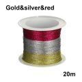 20/100 Meters Gold Silver Red Tag Line Bracelet Making Tying Rope Packaging Thread Metallic Cord Tinsel String Christmas Strap Ribbon. 