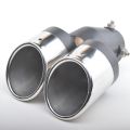 FORIDE 2X Car Universal 63mm Stainless Steel Dual Outlet Exhaust Pipe Muffler Tail Throat Muffler Tip Pipe Grilled Black. 