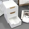 3-Tier Drawer Organizer White Plastic Storage Box for Office Jewelry Cosmetics Portable Stackable Multipurpose. 