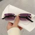 Retro UV400 Rimless Rectangle Sunglasses Y2K Frameless Sun Glasses Shades for Women & Men. 