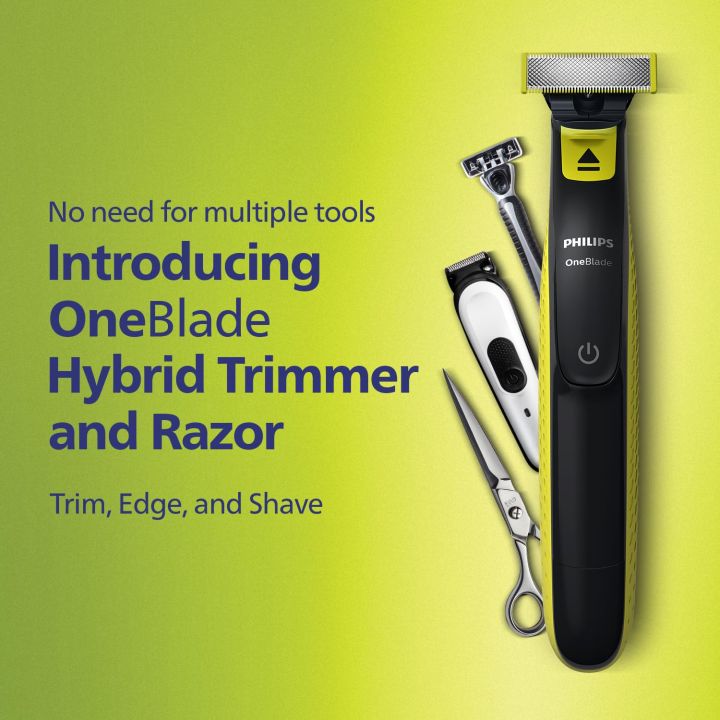 PHILIPS%20QP2724/10%20OneBlade%20Hybrid%20Razor%20Cordless%20One%20Blade%20Hybrid%20Trimmer%20and%20Shaver%20with%203%20Trimming%20Combs,%20Lime%20Green%20-%20Image%203