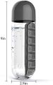 2 in 1 Portable Water Bottle 600ML with 7 Days Pill Box Organizer Planner Box. 