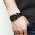 ANX Fashion Pu Leather Freesize Bracelet For Men - Black and Brown | Men's Accessories PU Leather Bracelet. 