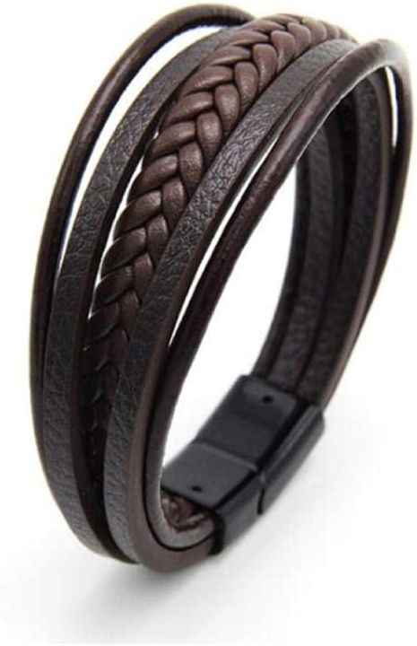ANX%20Fashion%20Pu%20Leather%20Freesize%20Bracelet%20For%20Men%20-%20Black%20and%20Brown%20%7C%20Men's%20Accessories%20PU%20Leather%20Bracelet%20-%20Image%203