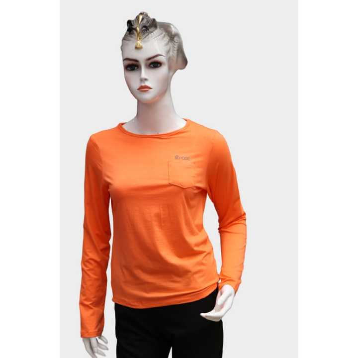 POSE Orange Full Sleeve Round Neck Tshirt For Girls