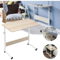 Adjustable Wooden Laptop Table (80x40 cm) with Wheels: Portable Computer Desk for Home Office, Living Room, Bedroom. 