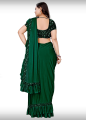 Solid Plain Bollywood Silk Blend Saree With Velvet Blouse For Women. 