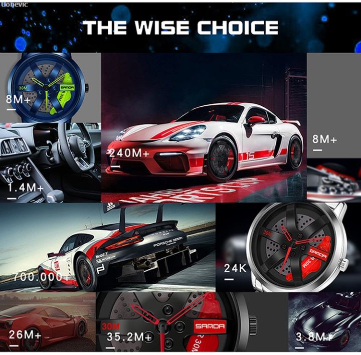 Uonevic Table men's clock men's rim watch quartz male parkson 3D wheel ...