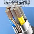 Type C USB Cable 120W Extra Thick Data Transferring and Charging Cable for Smartphone and Tablet Zinc Alloy and Silicone Phone Charger Type C Cable and Quick Transferring. 