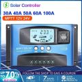 High Efficiency Digital Display MPPT Solar Charge Controller 30A 40A 100A Protects Battery Solar Control Panel 12V/24V Power Controller Home Use. 