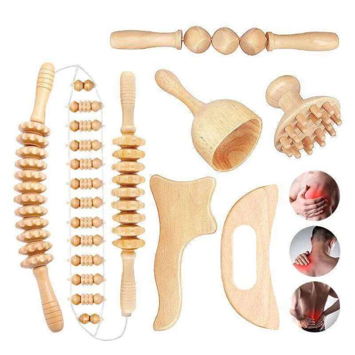 Cellulitis Tools Wooden Roller Lymphatic Drainage Scraping Whole Body Pain Relief Tool ...
