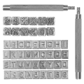 50 Pieces Letters and Numbers Stamp Set 6Mm Alphabet Leather Punch Stamps Metal Floral Pattern Stamp Tools with Handle. 
