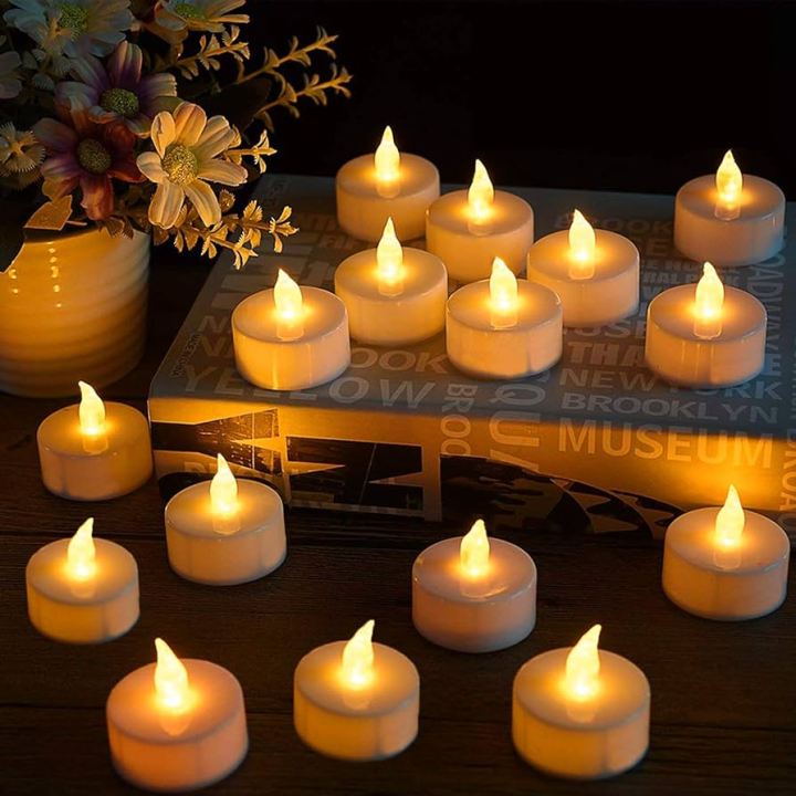 48Pcs Flameless LED Candle Tealight Diya Smokeless Plastic Decorative