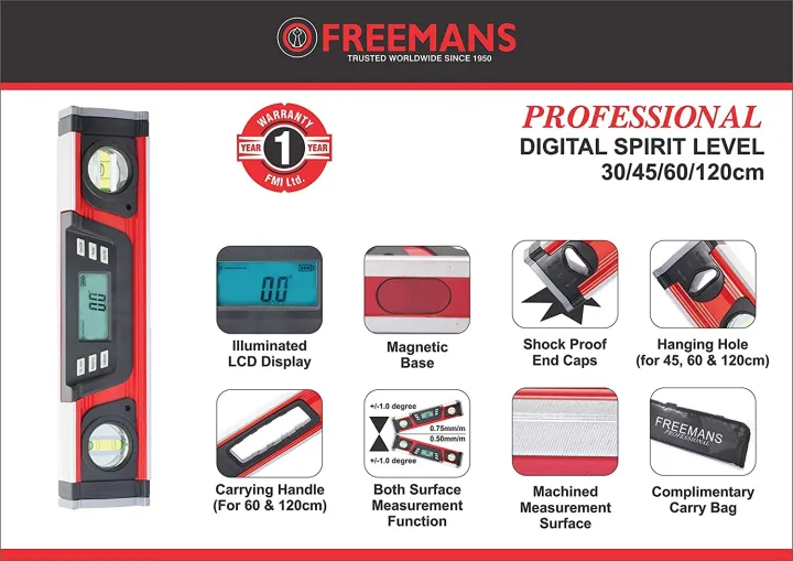 FREEMANS%20Professional%2030cm%20Digital%20Spirit%20Level%20-%20Image%204