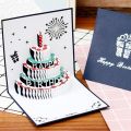 3D Up Birthday Cards Popup Birthday Greeting Card LED Light Birthday Cake Music Happy Birthday Card Postcards Laser-Cut Happy Birthday Cards. 
