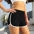 Girls Elastic Waist Contrast Binding Shorts-Black. 