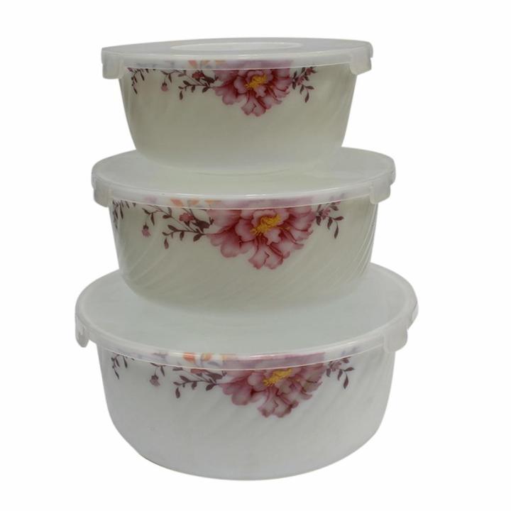 White/Pink Set Of Oven Safe Ceramic Bowl (Colour May Vary