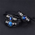 12 Constellation Zodiac Sign Braided Leather Bracelet Woven Glass Dome Bracelet MNP. 