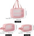 Multipurpose Clear washbag Pouch Set of 3, Clear Pouch for Makeup and wash Bag for Travel Waterproof Cosmetic Bag, Storage Organiser and Toiletry kit. 