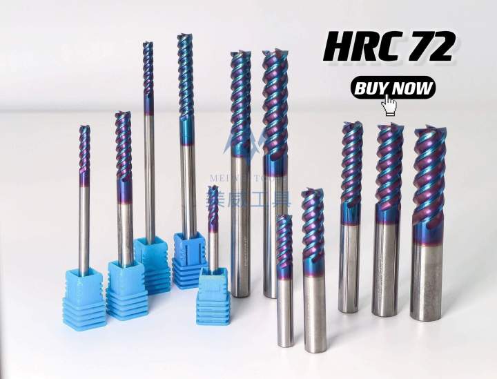 72HRC CNC Milling Tools Cutters Endmills 4 Flutes Flat Solid Carbide End Mill For Hard Quenched Steel nACo Coating Router Bit