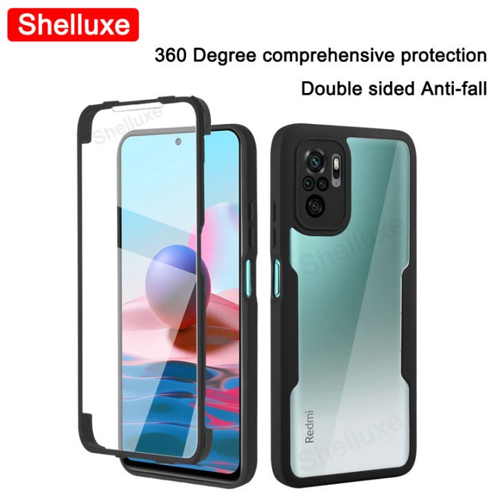 360 Full Body Front+Back Clear Case Shelluxe For Xiaomi Redmi Note 10S 10T 10 Pro Max Note10 Note10S Silicone Double Sided Cover