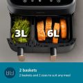 Philips Air Fryer NA352/0, 9L Capacity,2750 Watt, Dual Basket 6 L & 3 L , 8 Preset Menus, Intuitive Touch Control, 90% Less Oil, 500+ Recipes, Extra Large. 