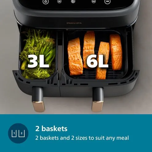 Philips%20Air%20Fryer%20NA352/0,%209L%20Capacity,2750%20Watt,%20Dual%20Basket%206%20L%20&%203%20L%20,%208%20Preset%20Menus,%20Intuitive%20Touch%20Control,%2090%25%20Less%20Oil,%20500+%20Recipes,%20Extra%20Large%20-%20Image%205