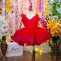 Red Color  Bow Design Dress For Baby Girls By Jimee Kids Couture. 