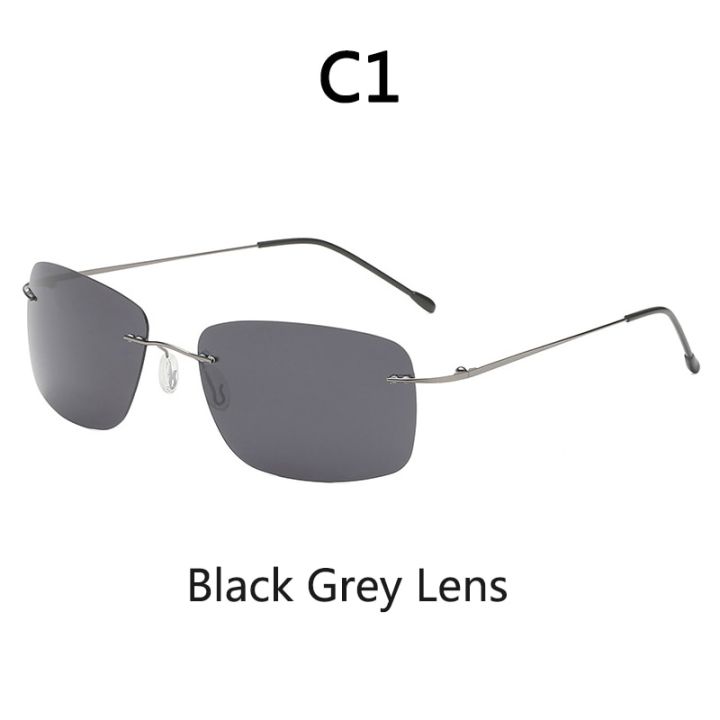 Titanium Frameless Polarized Sunglasses Driver Driving Night Vision Goggle Folding Ultra Light Color Film Titanium Sunglasses