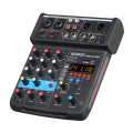 BOMGE 4 Channel mini DJ Audio Sound Mixer Interface with MP3、  Bluetooth , Stereo Recording, 48V Phantom Power, 24 DSP for karaoke, performance,  singing 、 podcas streaming. 