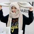 Masala Beads 3 In 1 Super Long Rabbit Ear Cap + Muffler + Mitten Cap Trendy Kawaii Cute Design Warm Fur Hat. 